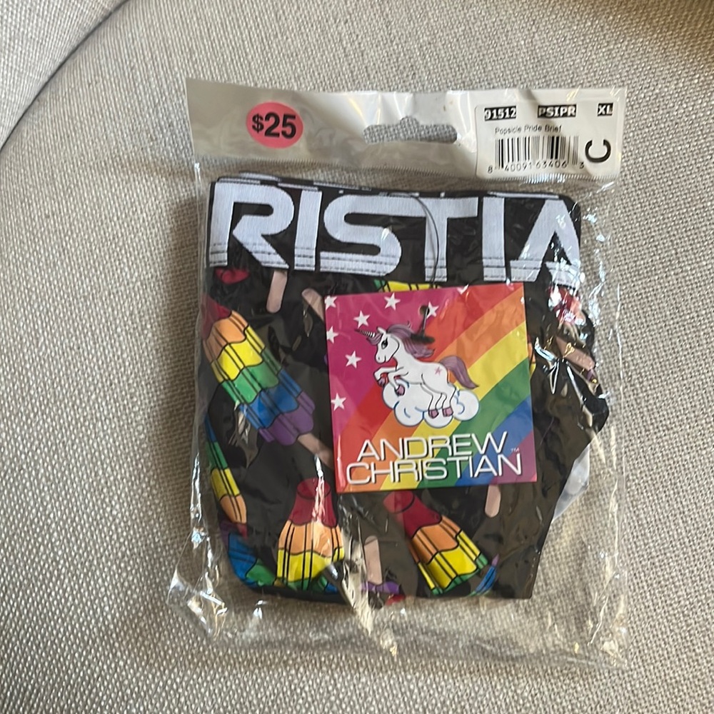 (1) pair Andrew Christian popsicle (1)PRIDE brief XL